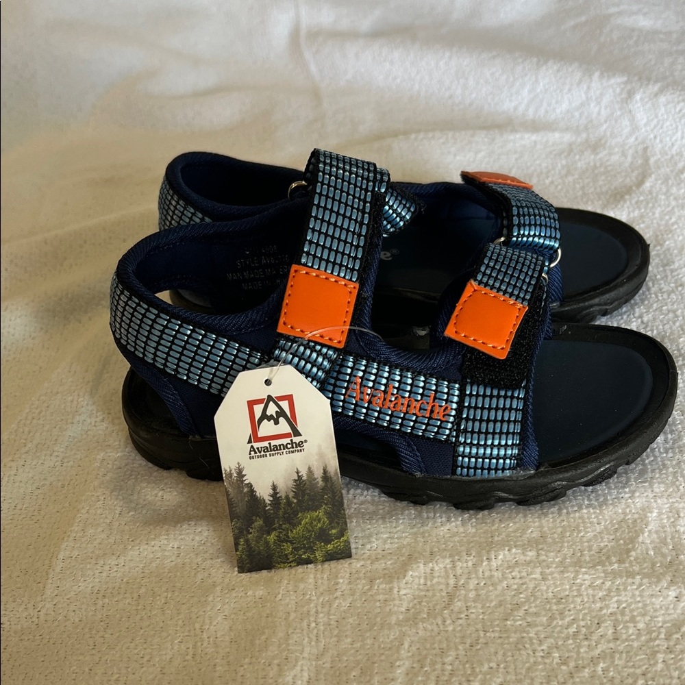 Avalanche Kids Sandals - Navy and Bright Orange